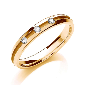 Athena Natural Diamond Yellow Gold Women's Wedding Rings