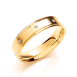  Allin Natural Diamond Yellow Gold Men's Wedding Rings