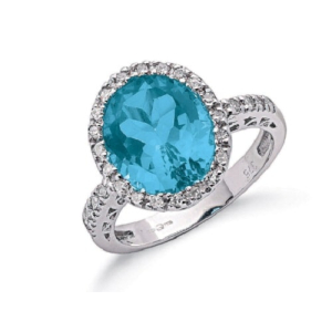 Zalaya Blue Topaz Oval cut Diamond Rings