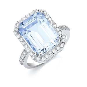  Baylie Aquamarine Rose Gold Next Day Delivery Diamond Rings