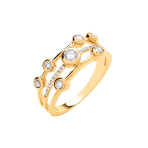 Baila Natural Yellow Gold Pave set Next Day Delivery Diamond Rings