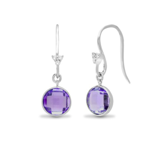 Hristina Amethyst Rose Gold Bezel Set  Diamond Earrings