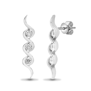 Kerem 0.50 Carat Natural Round cut Half Bezel  Diamond Earrings