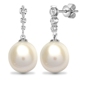 0.40 Carat Pearl  Diamond Earrings