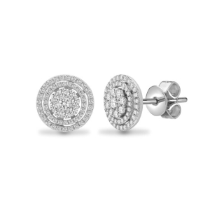 Godefe Natural White Gold Prong Set  Diamond Earrings