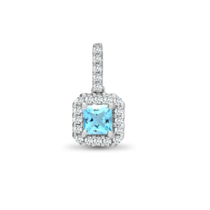 Qadira 0.60 Carat Blue Topaz Princess cut 4 Prong  Pendants Necklaces