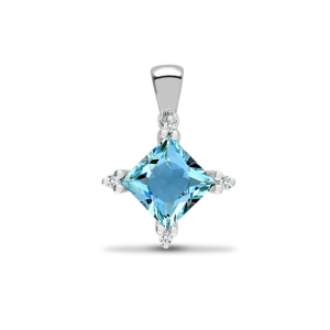 Qantara Blue Topaz 4 Prong Pendants Necklaces