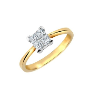 Etta Natural Yellow Gold Invisible Set  Next Day Delivery Diamond Rings