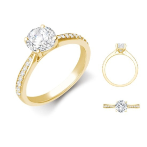 Denielle Natural Yellow Gold 4 Prong Diamond Rings