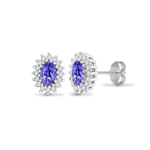 1.00 Carat Tanzanite  Diamond Earrings