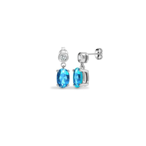 Harmonee Aquamarine Rose Gold 4 Prong Set  Diamond Earrings