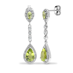 Linly 3.09 Carat Peridot 3 Prong  Diamond Earrings