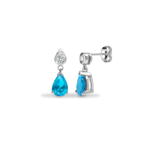 Hadlie Aquamarine Rose Gold 3 Prong  Diamond Earrings