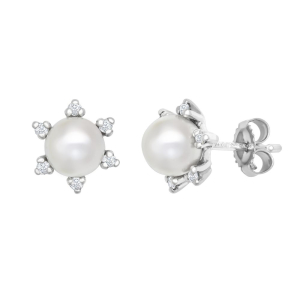 0.12 Carat Pearl Designer Earrings