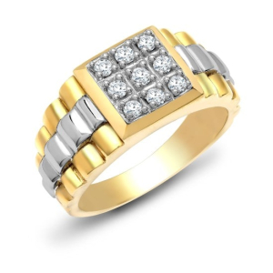 Abbe Natural Diamond Yellow Gold 4 Prong Men's Wedding Rings