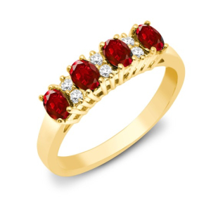 Yoselin Natural Ruby Yellow Gold  Diamond Rings