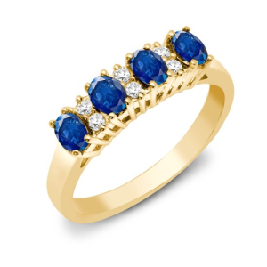 Blue Sapphire Yellow Gold  Diamond Rings