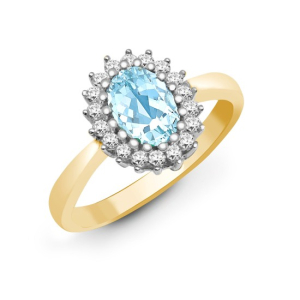 Blue Topaz Yellow Gold Diamond Rings