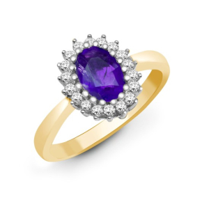 Amethyst Yellow Gold  Diamond Rings