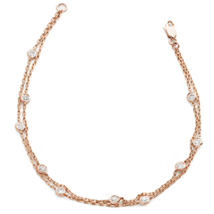 Sharlie Natural Diamond Rose Gold Bezel Set Chain Bracelets