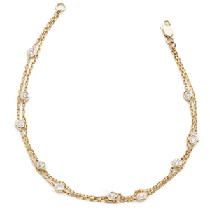 Sharlie Natural Diamond Yellow Gold Bezel Set Chain Bracelets