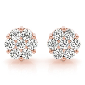 Fairamay Natural Rose Gold Claw Set Cluster Diamond Earrings