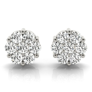Natural Rose Gold Cluster Diamond Earrings