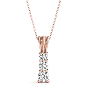 Thanet Natural Diamond Rose Gold 4 Prong Journey Pendants Necklaces