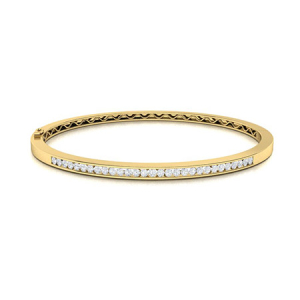 Sheral Natural Yellow Gold Channel Set Diamond Bangles Bracelets