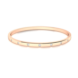 Sheilaine Natural Rose Gold Bezel Set Diamond Bangles Bracelets