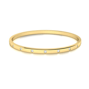 Sheilaine Natural Yellow Gold Bezel Set Diamond Bangles Bracelets