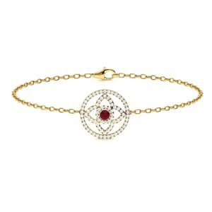 Richia Natural Ruby Yellow Gold 4 Prong Gemstone Bracelets