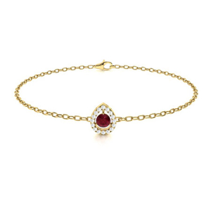 Riegan Natural Ruby Yellow Gold 3 Prong Gemstone Bracelets