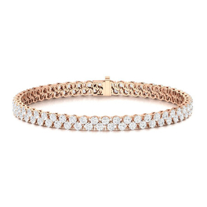 Sybill Natural Diamond Rose Gold 3 Prong Multi Row Tennis Bracelets