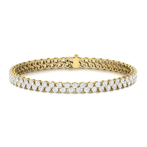 Sybill Natural Diamond Yellow Gold 3 Prong Multi Row Tennis Bracelets