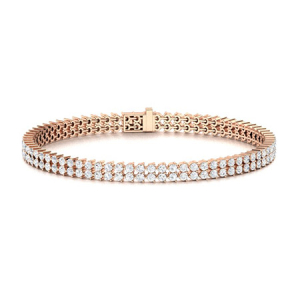 Syble Natural Diamond Rose Gold Prong Set Multi Row Tennis Bracelets