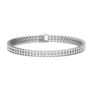 Syble Natural Diamond Platinum Prong Set Multi Row Tennis Bracelet