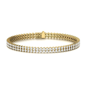 Syble Natural Diamond Yellow Gold Prong Set Multi Row Tennis Bracelets