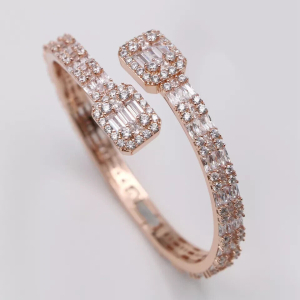 Staciannie Natural Rose Gold Prong Set Diamond Bangles Bracelets