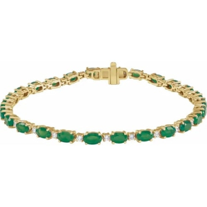 Ralana Emerald Yellow Gold 4 Prong  Bracelets