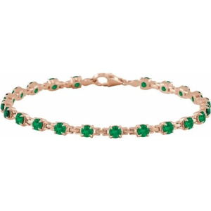 Raea Emerald Rose Gold 4 Claw Set Gemstone Bracelets