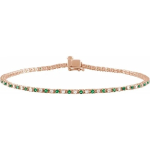 Raychel Emerald Rose Gold 4 Prong Gemstone Bracelets