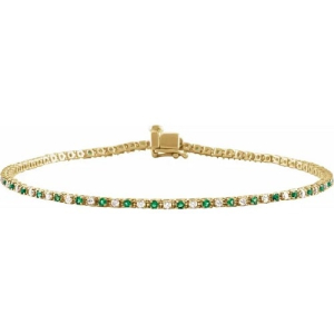 Raychel Emerald Yellow Gold 4 Prong Gemstone Bracelets