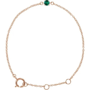 Racquel Emerald Rose Gold 4 Prong Gemstone Bracelets