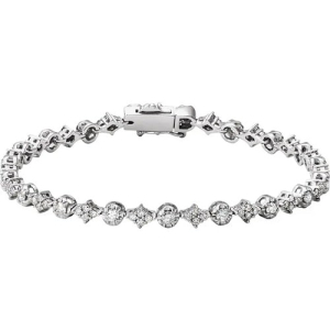 Stefany Lab-Created Silver 4 Prong Diamond Tennis Bracelets