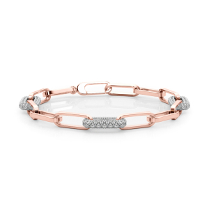 Satchel Natural Diamond Rose Gold Prong Set Chain Bracelets