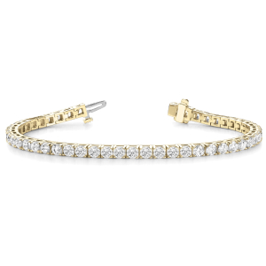 Raylene Natural Yellow Gold 4 Prong Diamond Tennis Bracelets