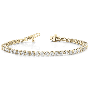 Ronni Natural Yellow Gold 3 Prong Diamond Tennis Bracelets