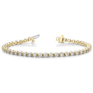 Revel Natural Yellow Gold 4 Prong Diamond Tennis Bracelets