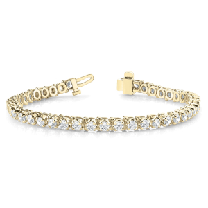 Palisha Natural Yellow Gold 4 Prong Diamond Tennis Bracelets